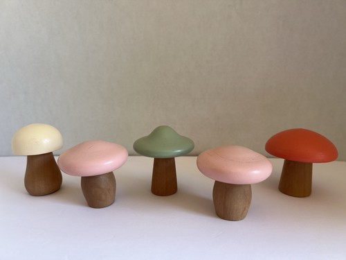 Wooden mushrooms painted - wooden,