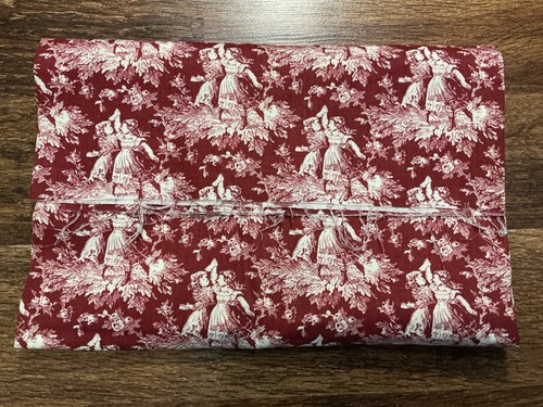 Vtg fabric toile jouy red - de, jouy-red