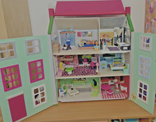 PINTOY  complete wooden dolls house  furnished decorated bespoke - Christmas VGC