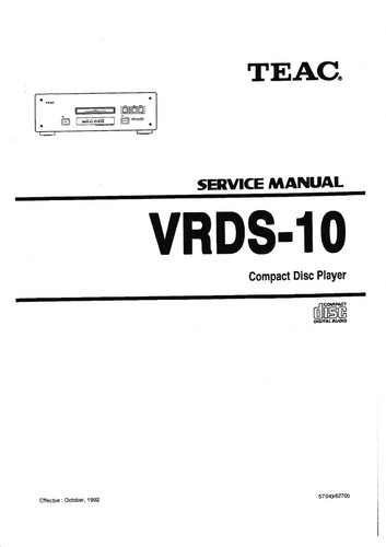 Service manual for teac - for,