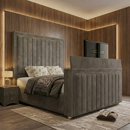 Upholstered linestyle bed - upholstered, tv