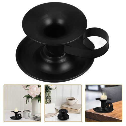 Black iron candle - iron, holder