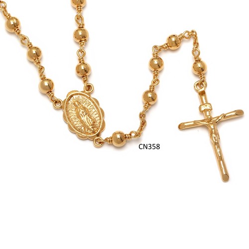Gold plated rosary - gold,