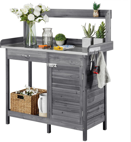 Garden wooden potting table - garden,