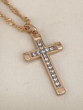 9ct Gold filled Crucifix Cross  Pendant Necklace 20" Long FREE GIFT BOX