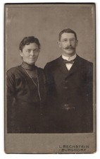 Photograph L. Bechstein, Burgdorf, portrait middle-class couple in pretty dress 