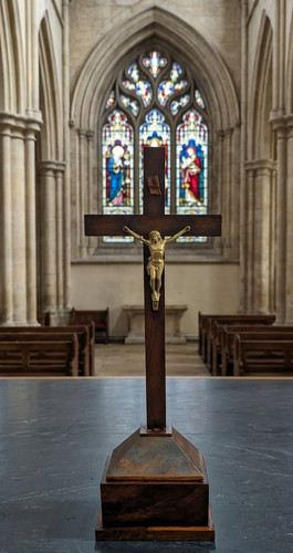 Antique altar crucifix 60cm - altar,