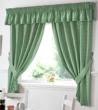Gingham Kitchen Curtains OR Matching Pelmet (Valance) Ready Made Many Sizes