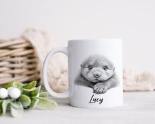 Otter mug, personalised otter gift, otter coffee cup and coaster