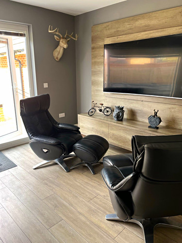Black leather recliner chair - leather,