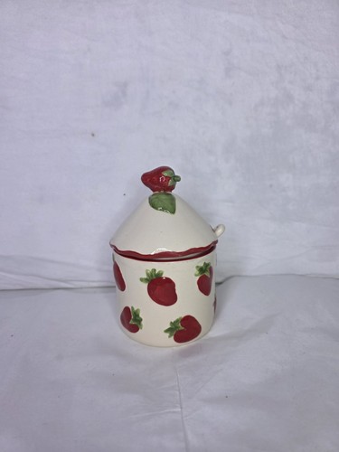 Vintage strawberry ceramic jam - strawberry,