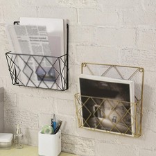 Metal wall mounted magazine rack, newspaper and book rack, brochure holder