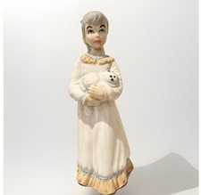 Vintage Sanbo Spain Porcelain Girl with Doll – Hand Painted – 20 cm