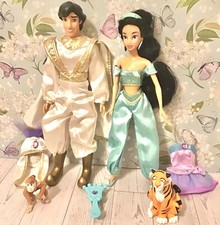 Disney Store Aladdin Doll Lot Jasmine & Aladdin Dolls With Accessories RARE VHTF