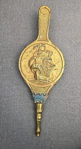 Vintage brass wood blue - brass,,
