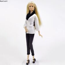 White Black Fashion Outfits For 11.5" Doll Clothes Coat & Trousers Pants Shoes