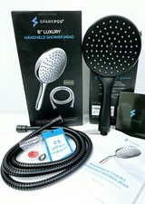 Sparkpod 6" Luxury Wide Shower Head With 6ft Hose Midnight Black Matte Colour