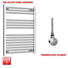 Chrome 800 x 600 mm Electric Heated Towel Rail Radiator Bathroom Pre-Filled HTR