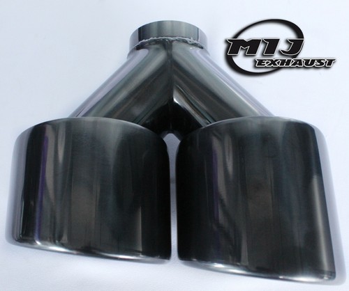 Twin black chrome exhaust tail - twin,
