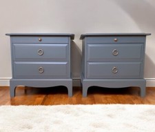 Vintage Stag Minstrel Bedside Cabinets Painted F&B De Nimes Blue