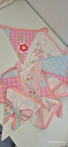 Vintage floral fabric bunting - fabric,