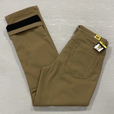 CAT Caterpillar Work Pants Mens 32 x 32 Fleece Lined Brown Canvas Insulated