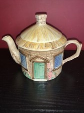 Vintage Sylvac Staffordshire England Cottage Ware Teapot w/Lid 6" Thatched Roof