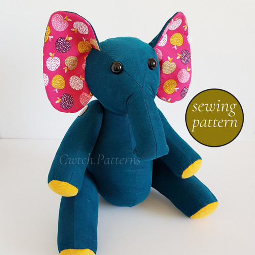 Elephant sewing pattern teddy - sewing,
