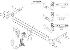 Towtrust Vertical Detachable Towbar For Volkswagen Golf Estate 1999 To 2007