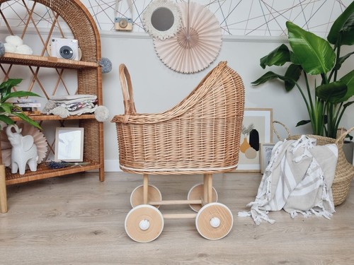 Wicker doll cart natural - doll,