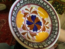 Antique ENGLISH Spongeware Sponge Ware Bowl Dish Spatterware Pottery Floral