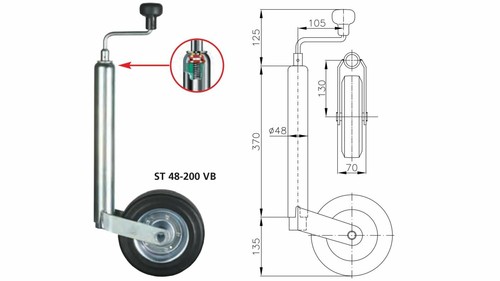Jockey wheel 48mm made - wheel,