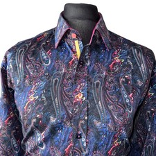 CLAUDIO LUGLI Shirt Mens 2XL (45-46") Long Sleeve Multicoloured Paisley Design