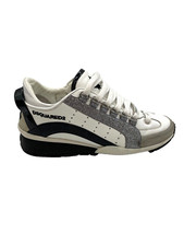 Dsquared2 Women's White & Black Leather Trainers 1964 graphic Size EU 36 UK 3