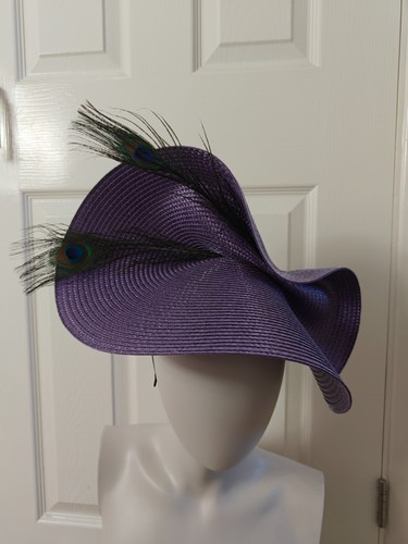 Purple large straw fascinator - straw,