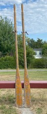 VINTAGE Pair WOODEN WEATHERED OARS 78" Long + LOCKS Oar Boat CANOE Decor