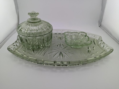 Vintage green pressed - pressed, glass