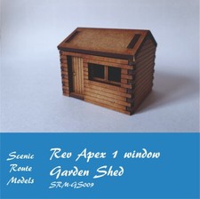 OO Gauge Laser Cut MDF Kit Reverse Apex Wooden Garden Shed with Windows
