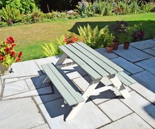 Children's Wooden Picnic Table - Sage Green/Stone