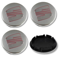 Fits Seat Alloy Wheel Centre Cap Hub x4 Silver Red 56mm Many Models 5F0601171