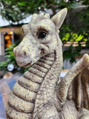 Grey dragon garden ornament - garden,