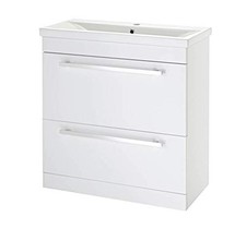 Basin Vanity Unit Free Standing Mid Edge Sink Cabinet Flat Pack White 800mm