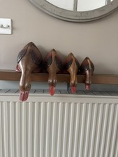 Carved Wooden Duck Family, Shelf Sitter, Vintage