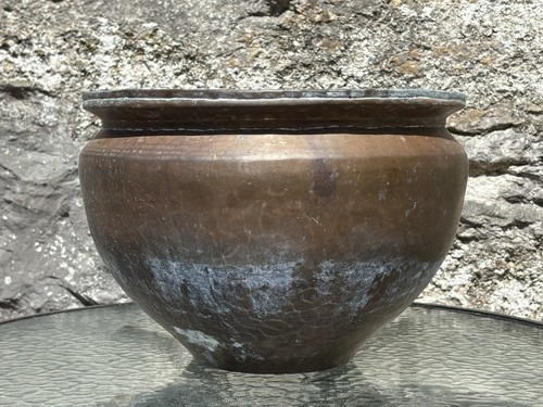 Large antique copper planter - large,