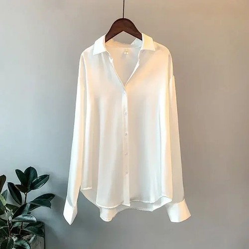 Womens satin silk plain shirt - satin,