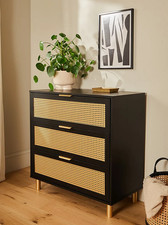 Black Rattan 3 Drawer Chest