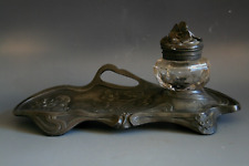 ANTIQUE ART NOUVEAU ELIAS ROBERT BRONZE INKWELL - CIRCA 1900