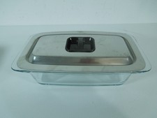 Pyrex Philips/Hostess Trolley Glass Dish with Stainless Steel Lid VGC 