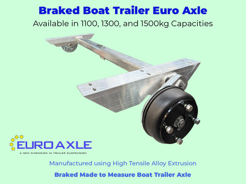 Braked boat trailer - boat, axles