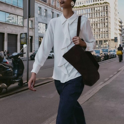 Zara lapel collar long sleeve - long,